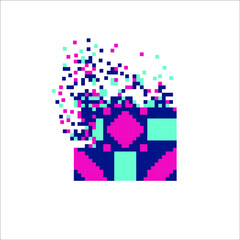 Colorful Pixel tile disintegration into pixels, illustration for graphic design