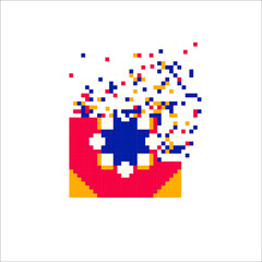 Pixel dispersed filled rectangle, illustration for graphic design