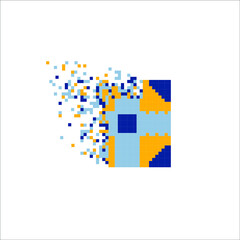 Pixel dispersed filled rectangle, illustration for graphic design