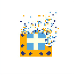 Pixel mosaic dispersed filled rectangle, illustration for graphic design