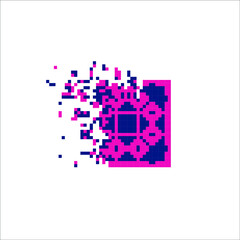 Digital Pixel dispersed filled rectangle, illustration for graphic design