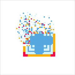 Obraz premium Vector Pixel tile with disintegration effect, illustration for graphic design