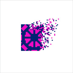 Digital Pixel dispersed filled rectangle, illustration for graphic design