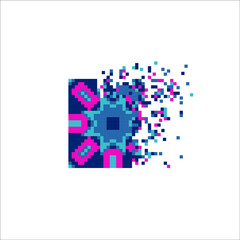 Digital Pixel dispersed filled rectangle, illustration for graphic design