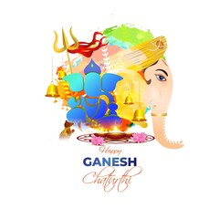 VECTOR ILLUSTRATION FOR INDIAN LORD GANESHA FESTIVAL HAPPY GANESHA CHATURTHI MEANS 