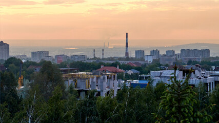 Fototapeta na wymiar sunset view of the Almaty city, Kazakhstan