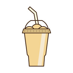 Vector slush drink isolated icon. Cartoon ice cup (Frozen Drink). Emoji clipart drawing of tropical smoothie shake.