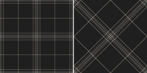 Plaid pattern seamless vector in dark grey. Tartan check textured monochrome spacious background for flannel shirt, blanket, duvet cover, scarf, other modern autumn winter fashion fabric print.