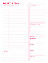 Daily planner template. printable template - Easy to plan your day. Planner note pages templates - Daily tasks, goals and appointments template -Undated Daily Planner with ToDol list - Todays Plan- 8.