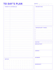 Daily planner template. printable template - Easy to plan your day. Planner note pages templates - Daily tasks, goals and appointments template -Undated Daily Planner with ToDol list - Todays Plan- 8.