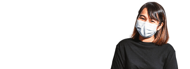 portrait of a woman with a mask on white background