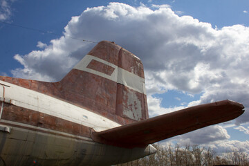 Old transport plane Il-14T. Soviet short-haul aircraft. Developed in the late 1940s