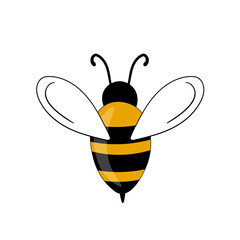 Cartoon bee mascot. A small bees flies. Wasp collection. Vector characters. Incest icon. Template design for invitation, cards. Doodle style
