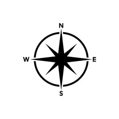 compass on the map logo vector