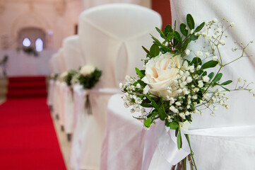 Flower arrangement for a wedding in a church