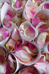 Rice and rose petals for a wedding celebration