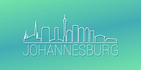 Johannesburg, South Africa Skyline Linear Design. Flat City Illustration Minimal Clip Art. Background Gradient Travel Vector Icon.