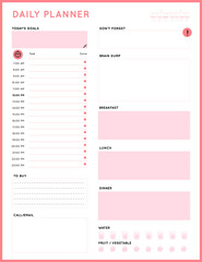 Daily planner template. printable template - Easy to plan your day. Planner note pages templates - Daily tasks, goals and appointments template -Undated Daily Planner with ToDol list - Todays Plan- 8.