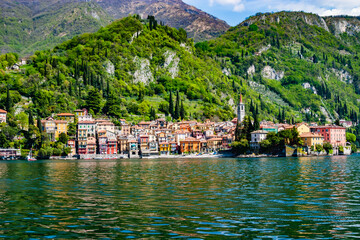 Fototapeta na wymiar If you travel from Lugano to Lake Como the first village that you find is Menagio.. There you can take the ferry to Varenna.
