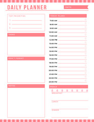 Daily planner template. printable template - Easy to plan your day. Planner note pages templates - Daily tasks, goals and appointments template -Undated Daily Planner with ToDol list - Todays Plan- 8.