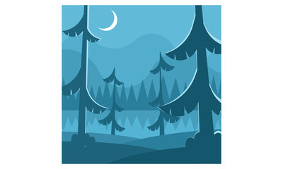 Forest landscape in the night