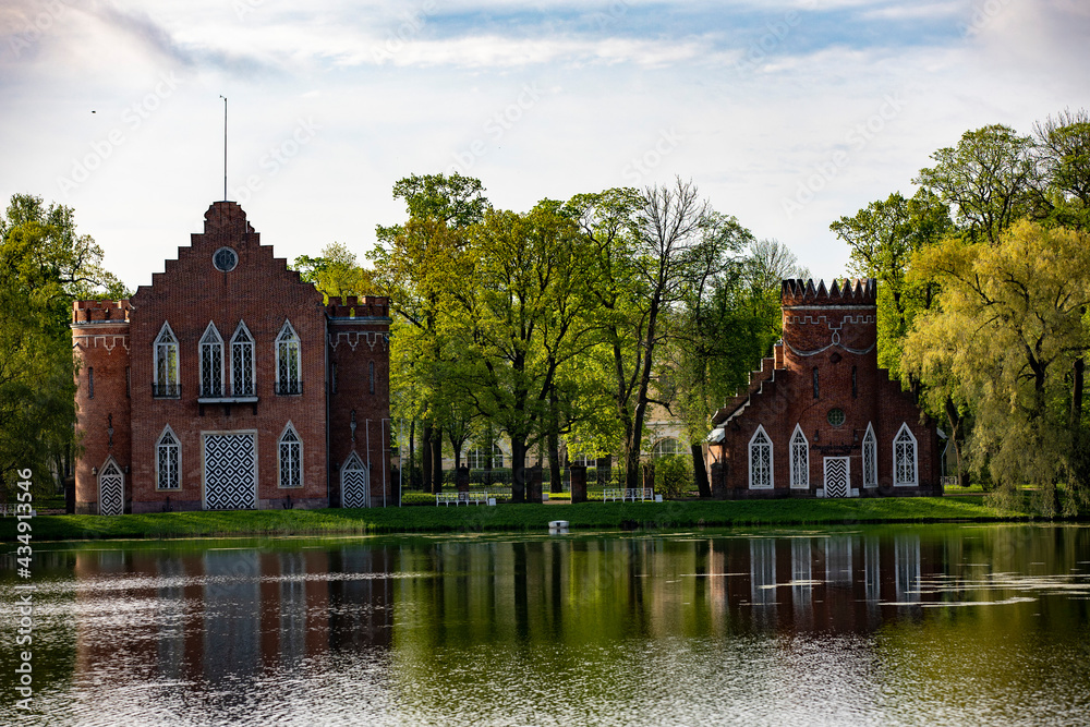 Wall mural admiralty buildings in Pushkin city park Saint Petersburg Russia