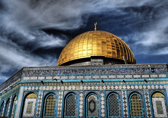 Obraz premium Le Dôme du Rocher sur l'esplanade des mosquées à Jérusalem