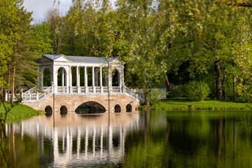 Bridge in the Pushkin city park Saint Petersburg Russia
