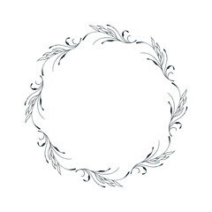 Floral wedding wreath . Vector isolated botanical border. Flourish frame. 