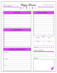 Daily planner template. printable template - Easy to plan your day. Planner note pages templates - Daily tasks, goals and appointments template -Undated Daily Planner with ToDol list - Todays Plan- 8.