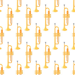 Seamless pattern of realistic pipe on white background, classical musical instruments, vector illustration