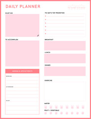 Daily planner template. printable template - Easy to plan your day. Planner note pages templates - Daily tasks, goals and appointments template -Undated Daily Planner with ToDol list - Todays Plan- 8.
