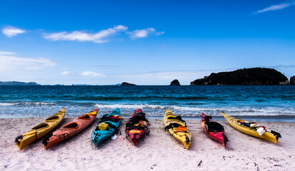 canoes on a beach