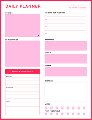 Daily planner template. printable template - Easy to plan your day. Planner note pages templates - Daily tasks, goals and appointments template -Undated Daily Planner with ToDol list - Todays Plan- 8.