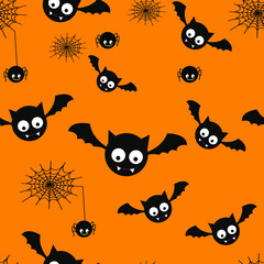 halloween seamless pattern bat orange background