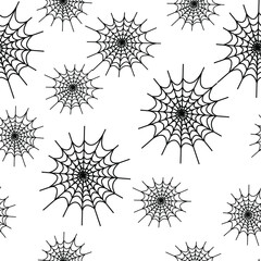 pattern with spider web on white background