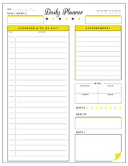Daily planner template. printable template - Easy to plan your day. Planner note pages templates - Daily tasks, goals and appointments template -Undated Daily Planner with ToDol list - Todays Plan- 8.