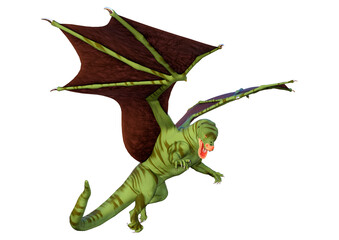 Fototapeta premium 3D Rendering Fairy Tale Dragon on White