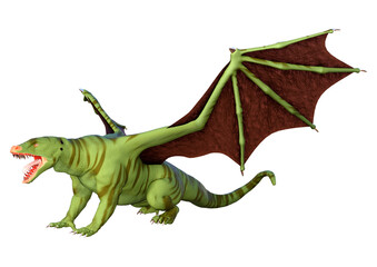 3D Rendering Fairy Tale Dragon on White