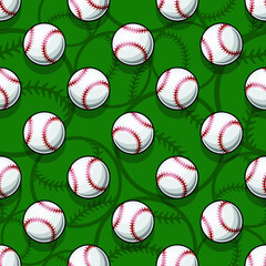 Baseball softball ball seamless pattern vector graphics. Ideal for wallpaper, packaging, fabric, textile, wrapping paper design and any kind of decoration