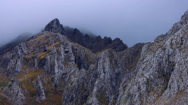 Foggy landscape in the Babia y Luna Natural Park in the province of Leon. Autonomous Community of Castilla y Leon, Spain, Europe