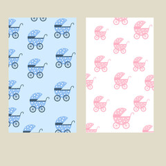 Set. Baby stroller patterns. Pattern for a child. Background.
