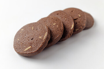 Almond cookies on a white background