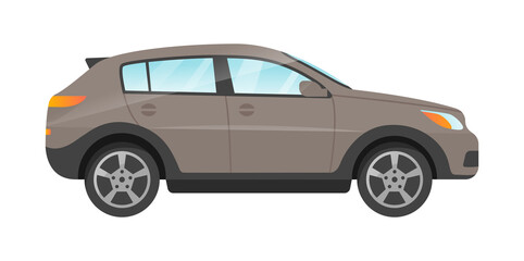 Sticker of grey suv passengers car on white background