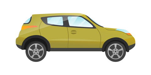 Sticker of green suv passengers car on white background