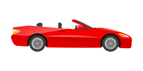Sticker of red convertible sportcar on white background