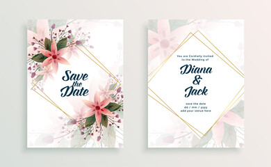 wedding card invitation design template with flowers
