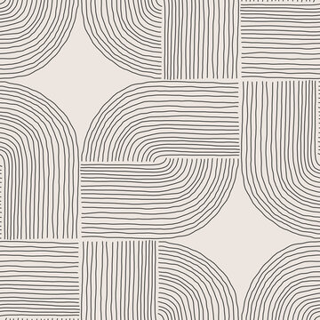 Fototapeta Trendy minimalist seamless pattern with abstract creative hand drawn composition