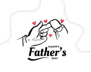 happy fathers day doodle with child holding dad finger