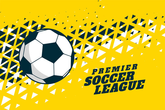 yellow sports background with football soccer and triangle halftone